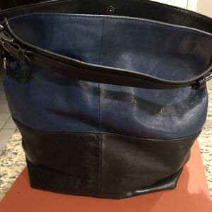 Extra Large Blue/Black Wilson’s Leather Bucket Purse
